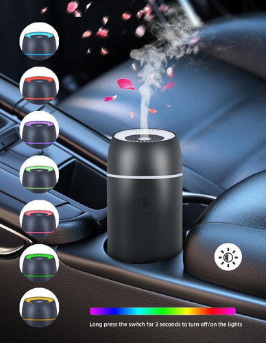 Car Diffuser for Essential Oils Portable Mini Ultrasonic Mist Black