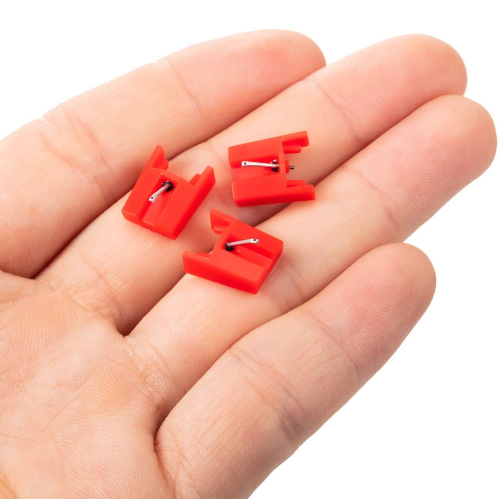 Boao 3 Pack Replacement Stylus Turntable Record Player Needle Compatible Red