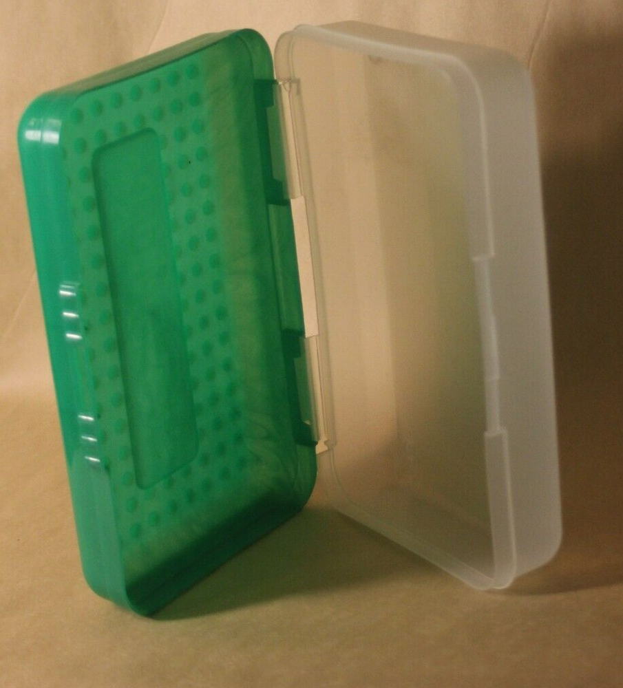 Spacemaker Pencil Box Bright Green Vintage 90's Plastic Storage Case *Chipped*