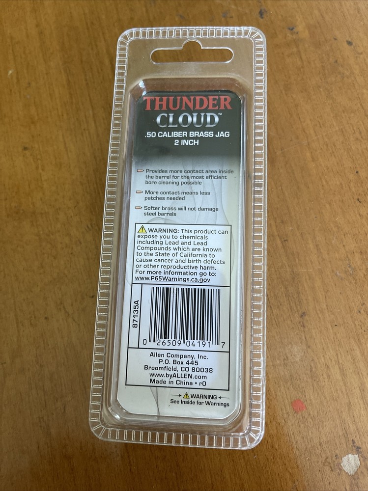 NEW ALLEN Thunder Cloud # 87135A Muzzleloader .50 Cal Brass Jag 10-32 2”