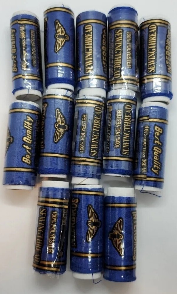 (13) Blue Interbirds Best Quality Polyester Thread - 13 Spools Of 400 Yards