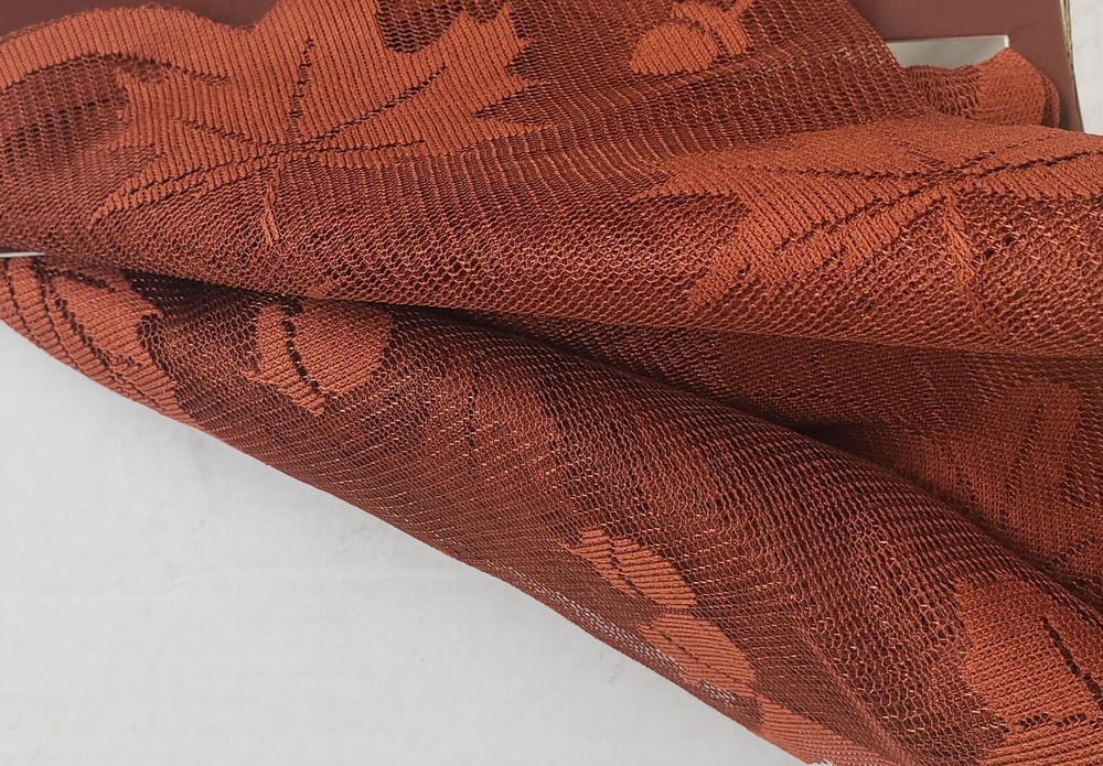 Thin Lace Fabric Table Runner (13"x72") FALL, BROWN RUST LEAVES & ACORNS, HL