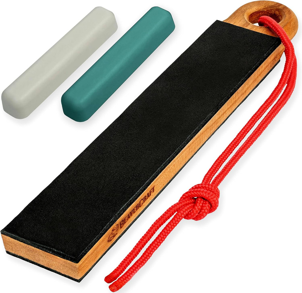 Leather Strop for Knife Sharpening LS9P02 - Stropping Kit with Polishing Comp...