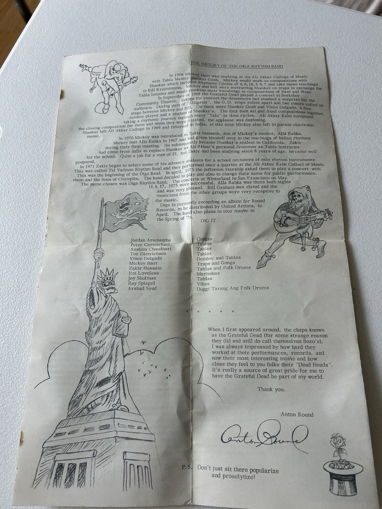 RARE GRATEFUL DEAD FLYER TALKS ABOUT TOURING IN 1976