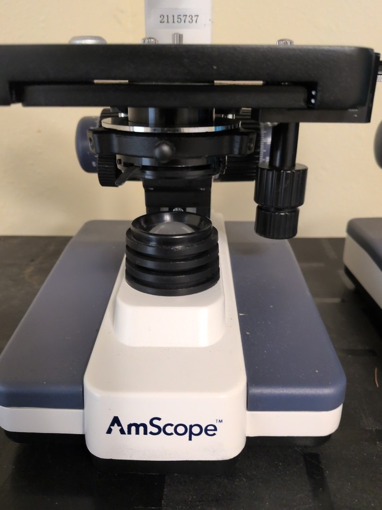 lot Of 2 AmScope Lab Binocular Compound Microscope Power Up Missing Parts