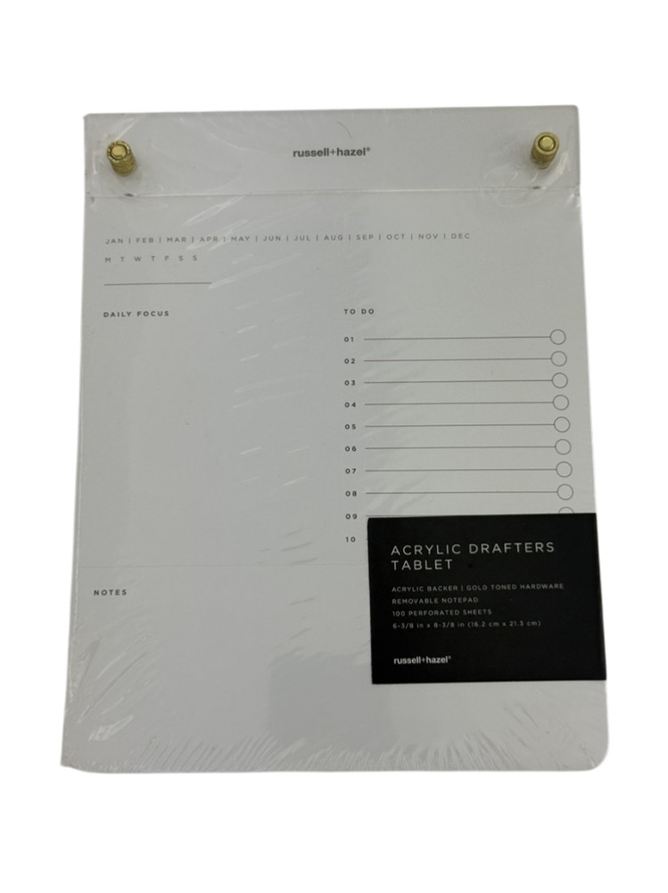 Russel Hazel NEW Pro Drafters Acrylic Backer Tablet Notepad Planner Refillable