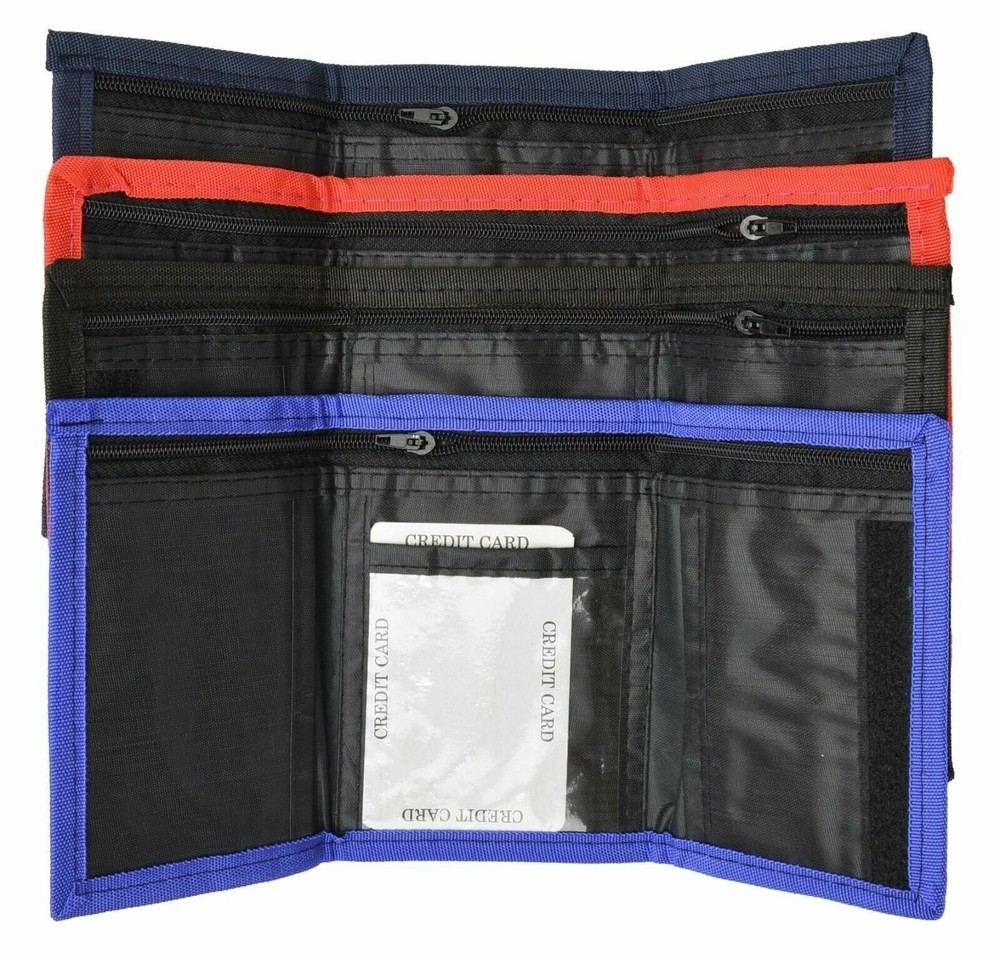 Kids Mens Solid Color Slim Trifold Nylon Children Wallet