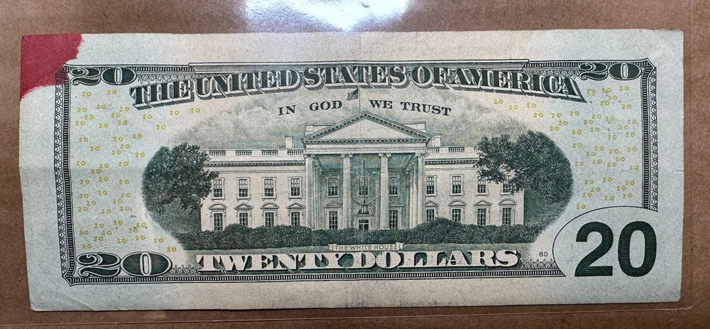 $20 BILL INK MARK ERROR RARE