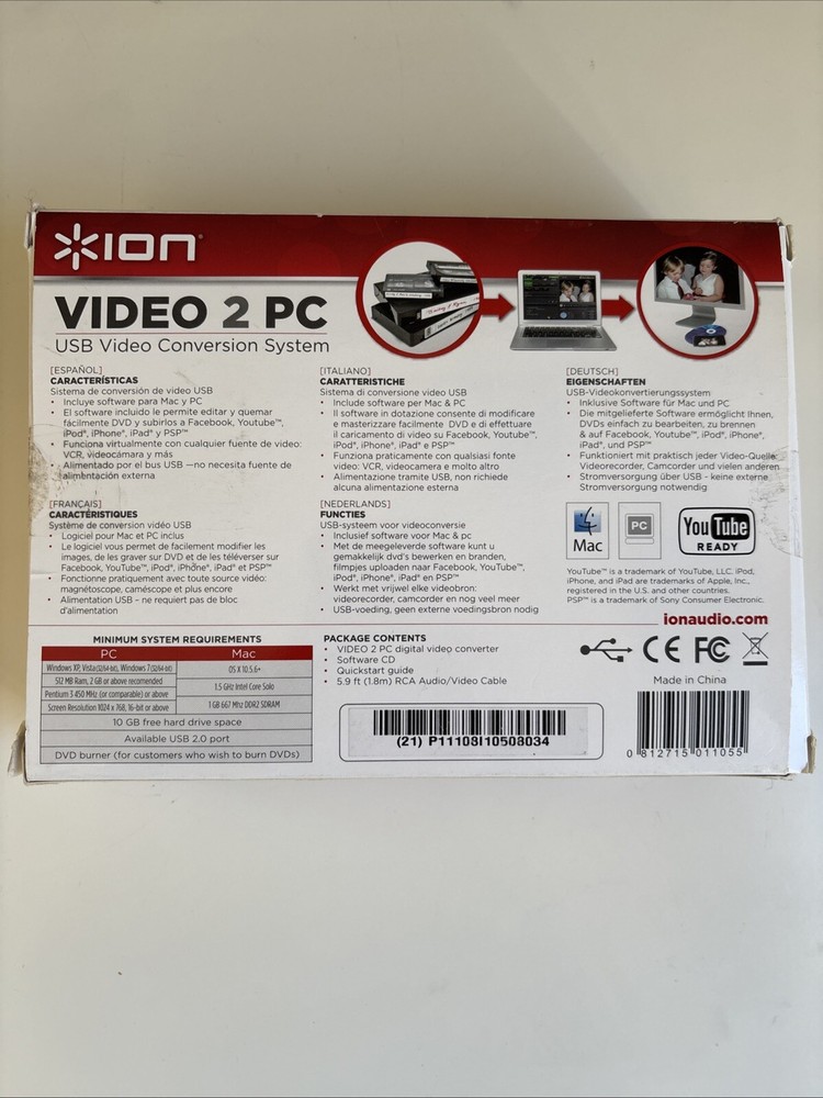 ION Video 2 PC VHS VCR to Computer USB Video Conversion System