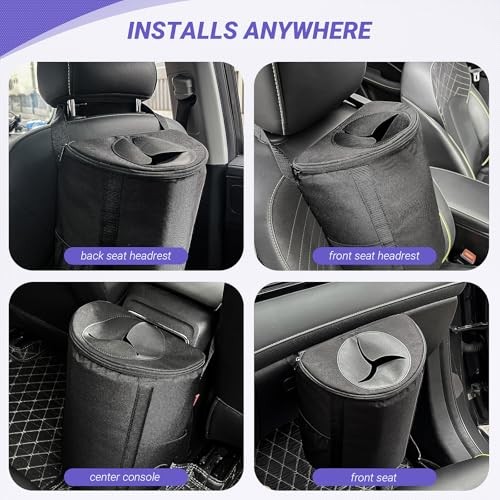 Car Trash Can – Premium Adjustable Strap & Bottom Hook Design with Convenient