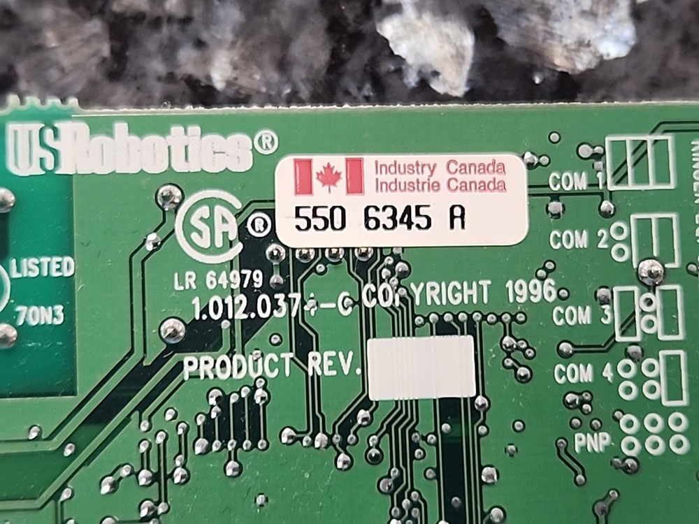 US Robotics Voice Fax Data Modem 550-6345 Card