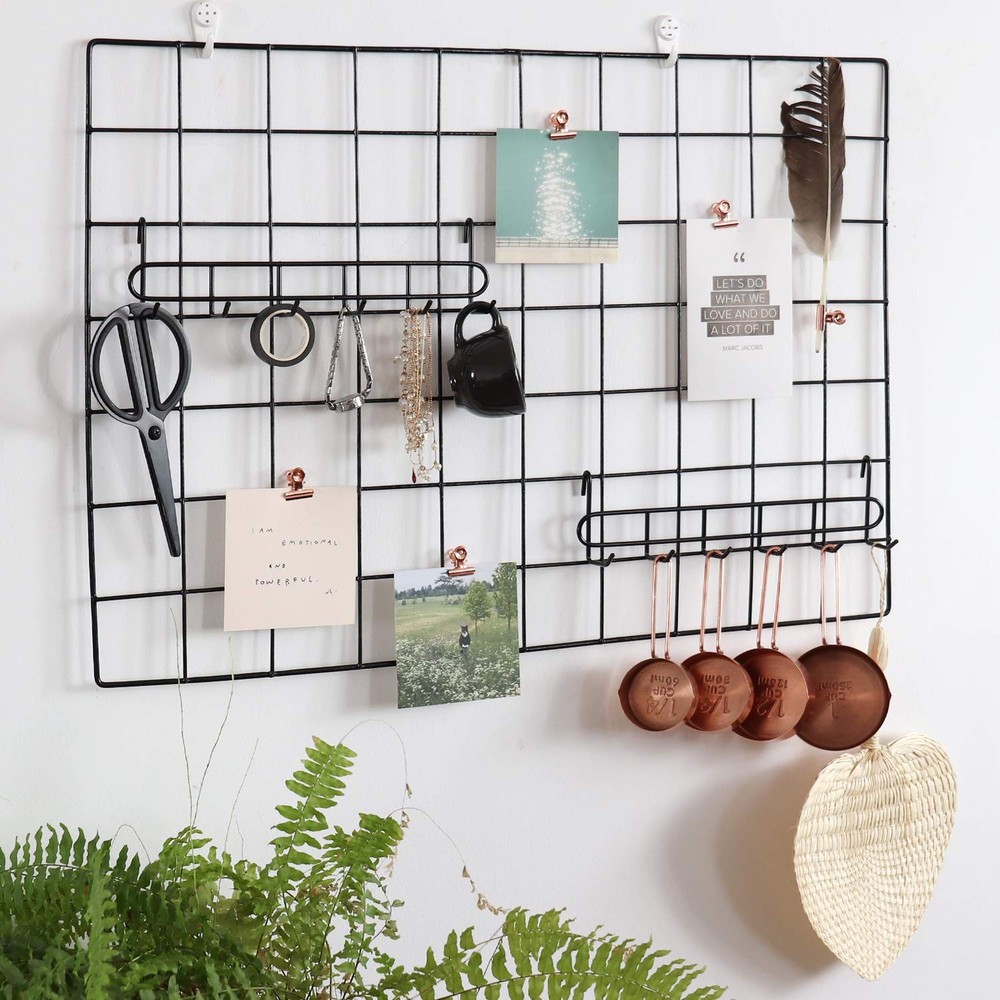 Storage Hooks Rack, 2 Pack - Iron Wire Grid Hooks for Wall Mount Storage and ...