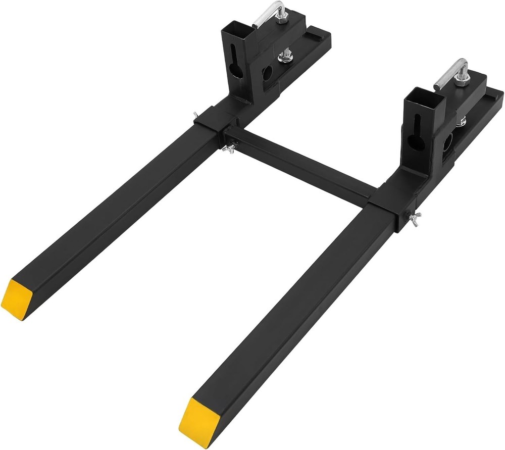 43" Skid Steer Pallet Fork Attachment, 2500 Lb with Adjustable Stabilizer Bar