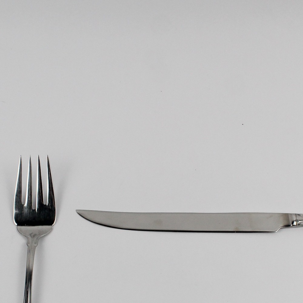 2 Serving Pieces SS Wallace Silver Shellbrook Pattern Fork & Carving Knife Good