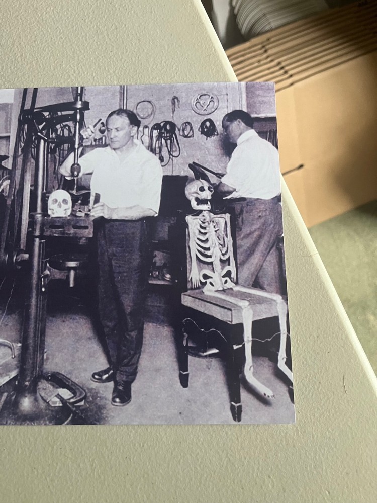 Harry Houdini, in his workshop, creating effects, reprint image, Rare!