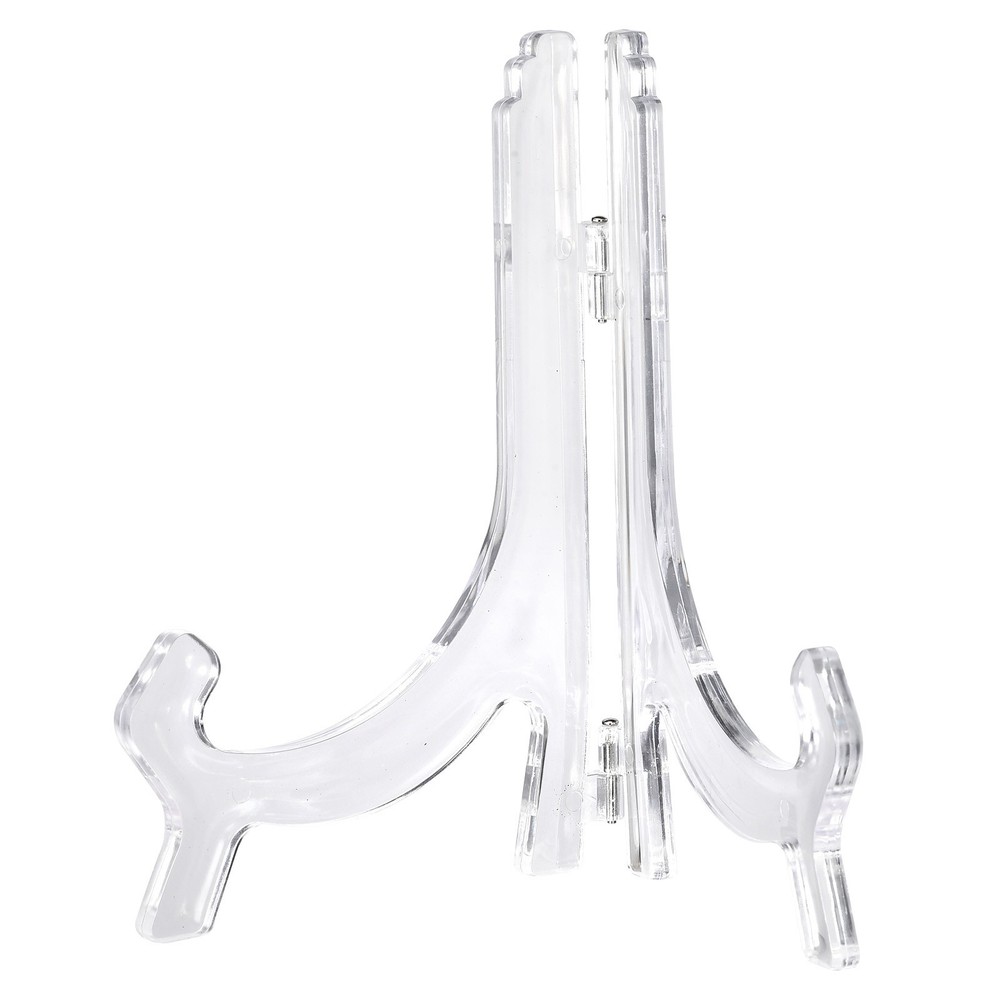 2pcs 6.3" Acrylic Easel Stand Folding Display Plate Holder Clear