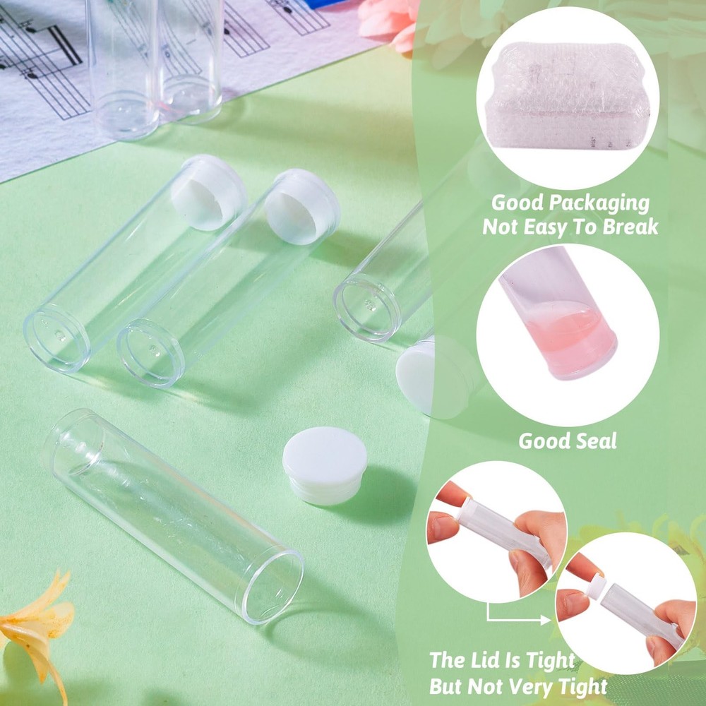 100Pcs Transparent Clear Plastic Small Empty Storage Tubes Bead Container Set