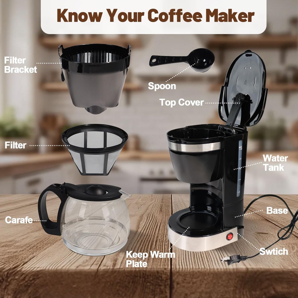 DITOSH 10 Cup Drip Coffee Maker One-Touch Anti-Drip 10 Cup, Silver