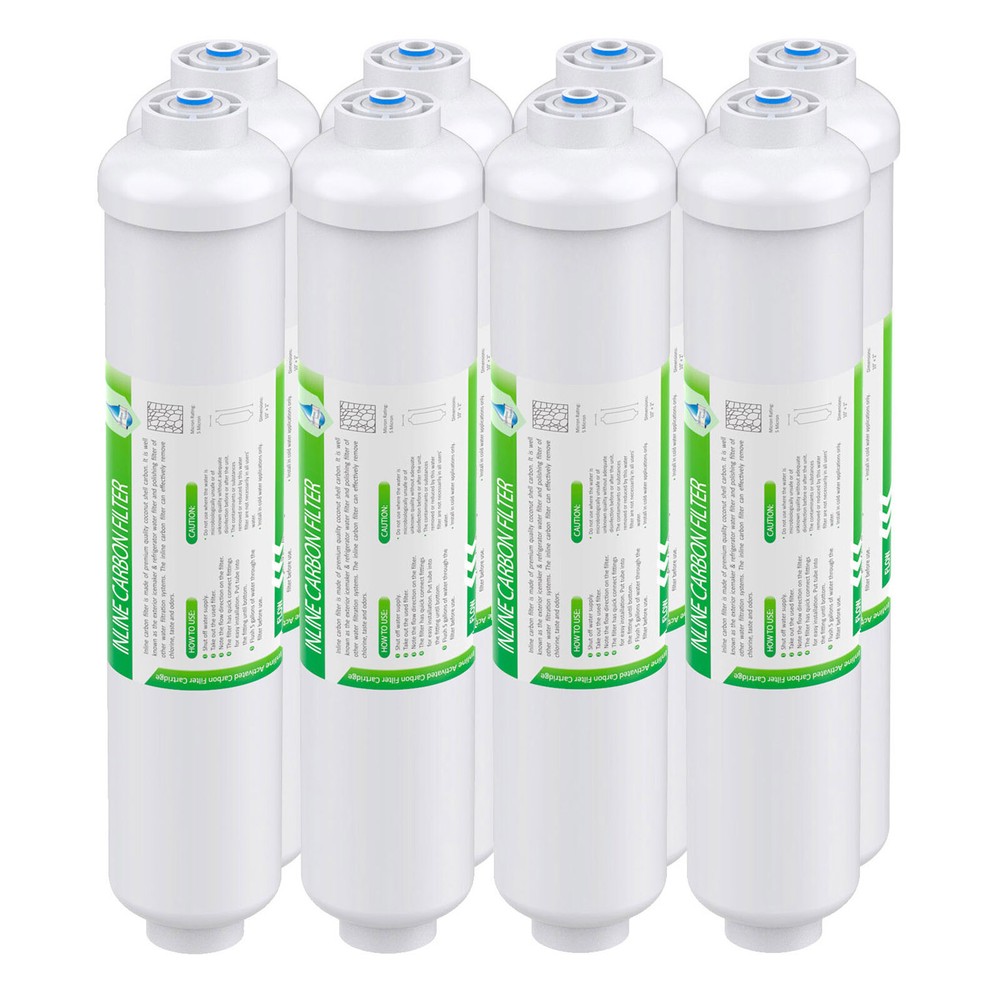 8 Pack T33 Inline Post Carbon Water Filter Cartridge Replacement 10" Household