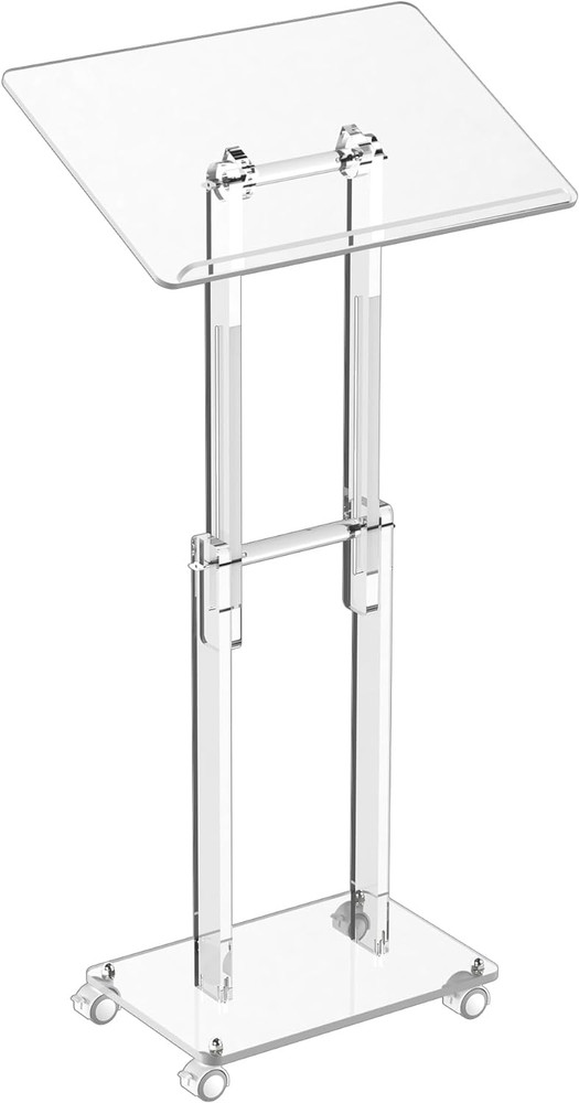 Adjustable Acrylic podium with Lockable Wheels for Classroom & Events