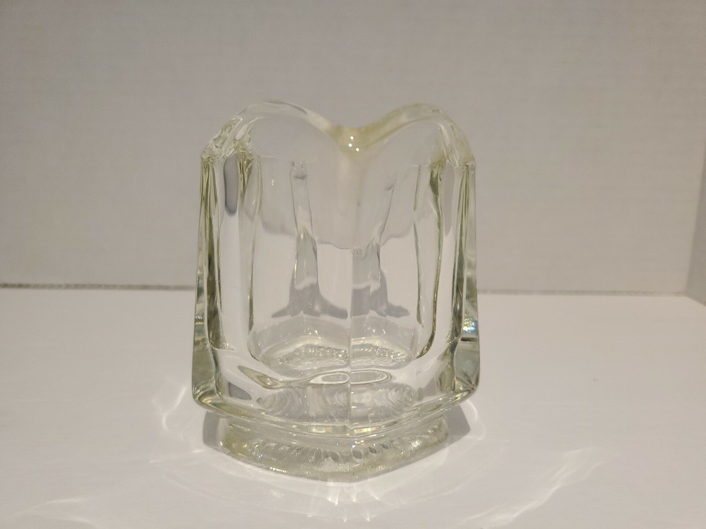 Pressed Glass Clear 6 Panel Creamer 3 1/2" Vintage