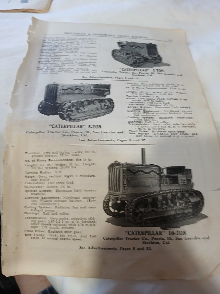 Vintage caterpillar tractor ad