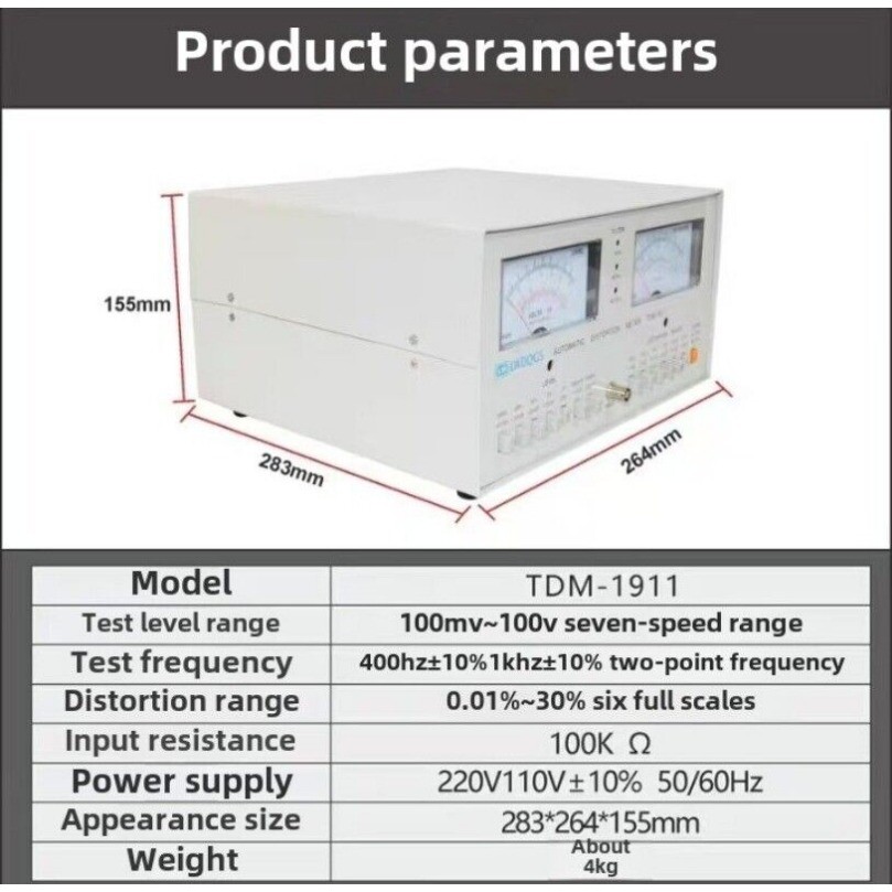 Automatic Distortion Meter 0.01%-30% Audio Signal Distortion Analyzer TDM-1911