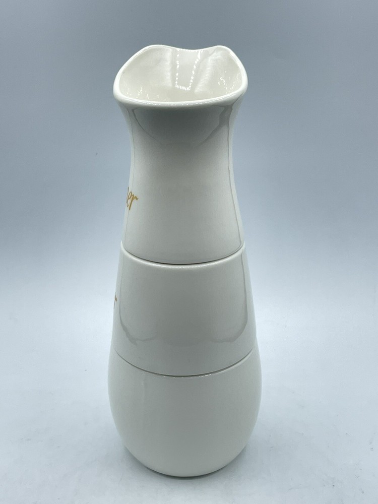 Avon White Stackable Creamer Shaker Sugar 3pc Ceramic Set
