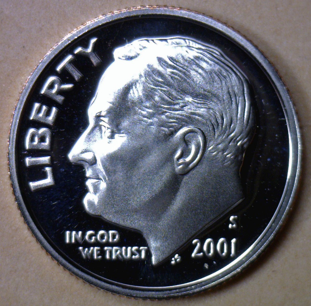 2001 S Proof Roosevelt Dime Ten-Cent Coin 10c