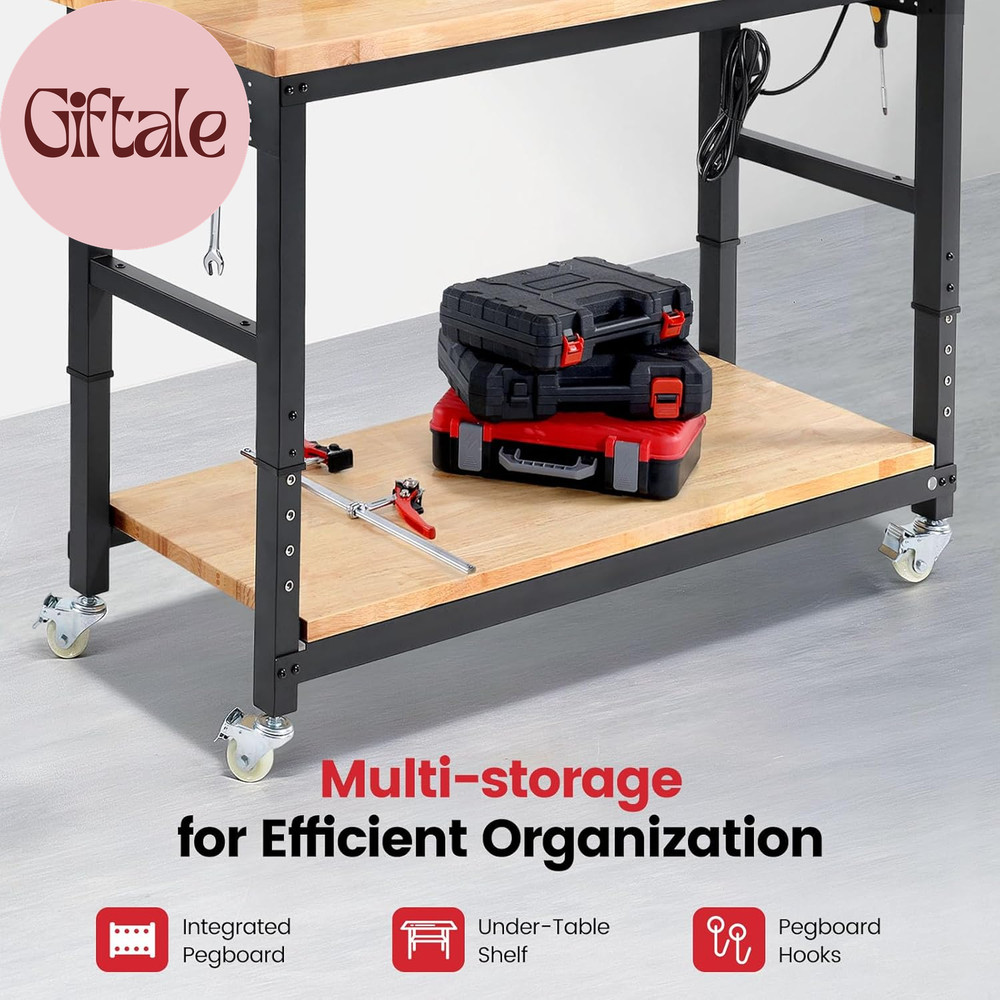 Work Bench for Garage Adjustable Workbenches with Storage 60 Inch Garage Workben