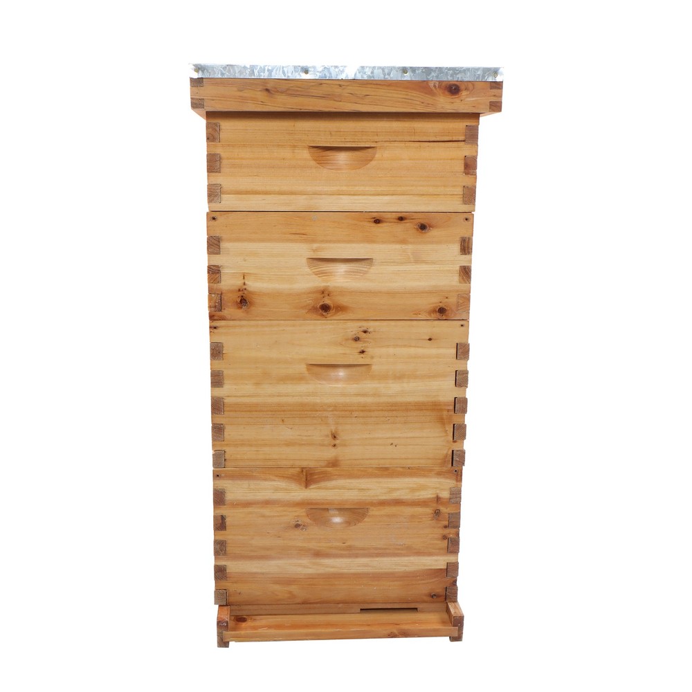 10 Frame 4 Layer Bee Hive Beeswax Coated Includes Beehive Frames and Foundations