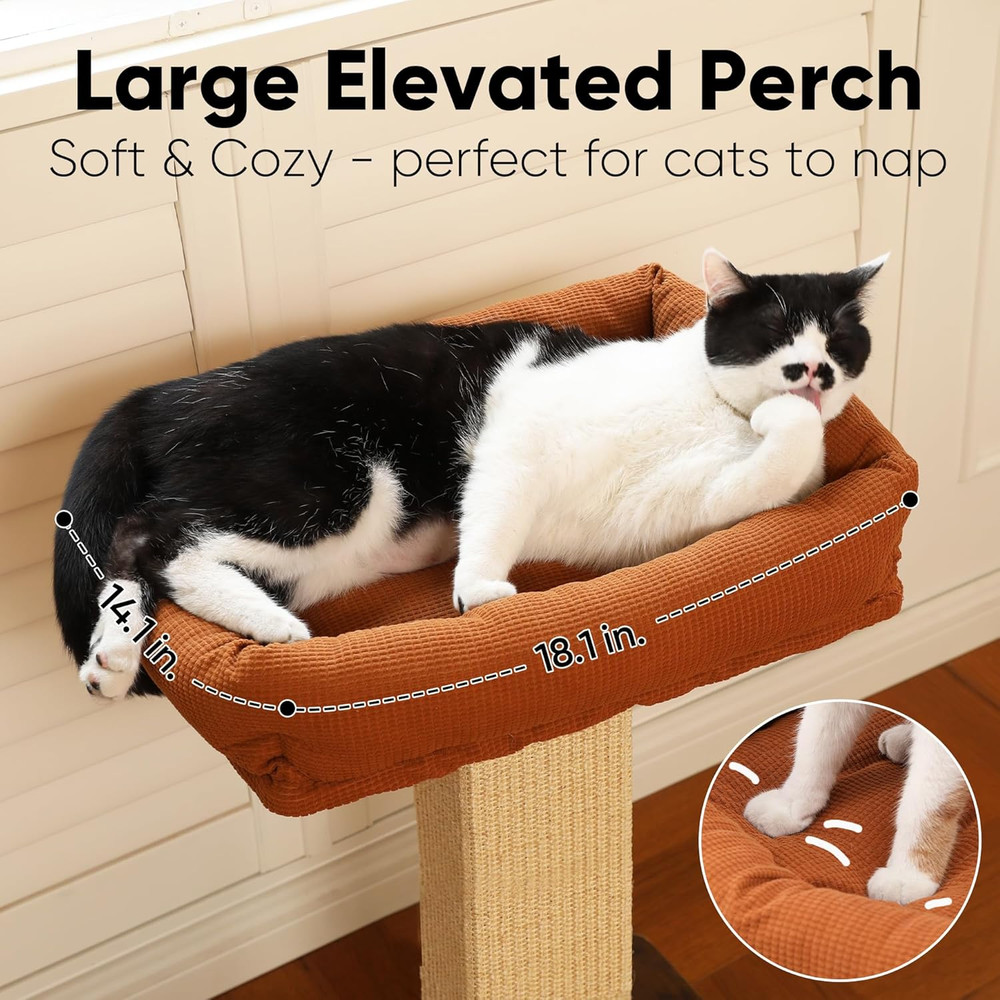 Cat Scratching Post, Retro-Style Tall Scratch Posts with Perch for Infoor Cats A