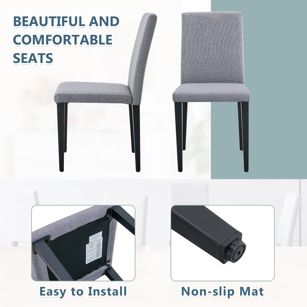 Two Light Gray Linen-Cotton dining chairs, simple and versatile, comfortable a