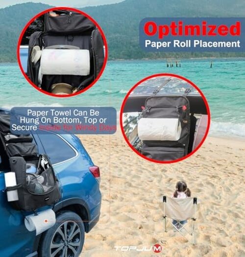 Camp Kitchen Organizer, Cooking Tools Storage Caddy Bag, Multi-Pockets, black