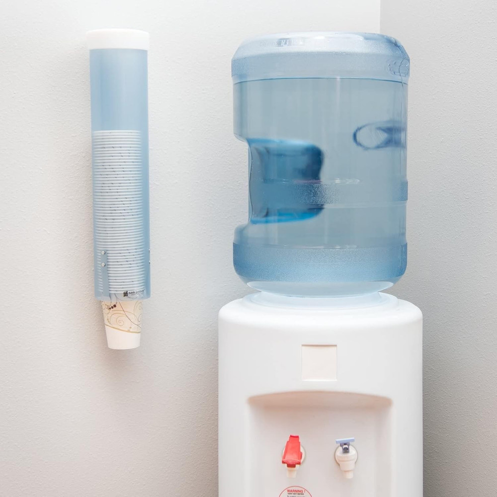 NEW San Jamar Medium Pull-Type Cup Dispenser 4-10 oz Cups with Flip Cap 16''BLUE