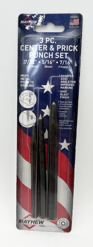 Mayhew Tools 3pc Center & Prick Punch Set #89082 USA