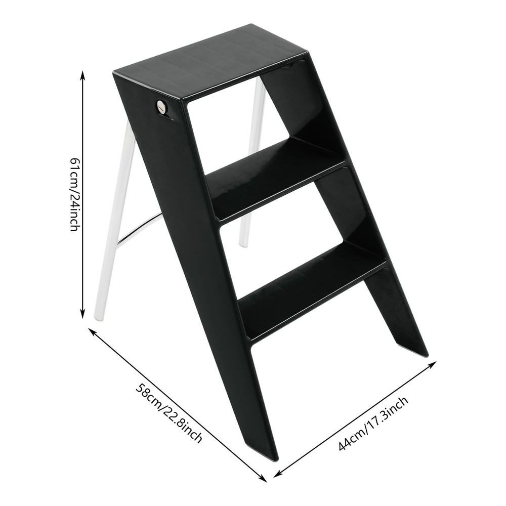Folding Step Stool Step Stools for Adults 3 Step Ladder Folding Step Stool Black