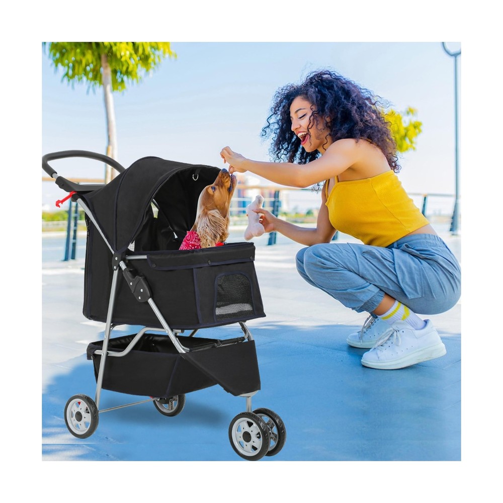 FDW Pet Stroller Foldable Dog Stroller 3-Wheel Durable Cat Jogger Stroller fo...