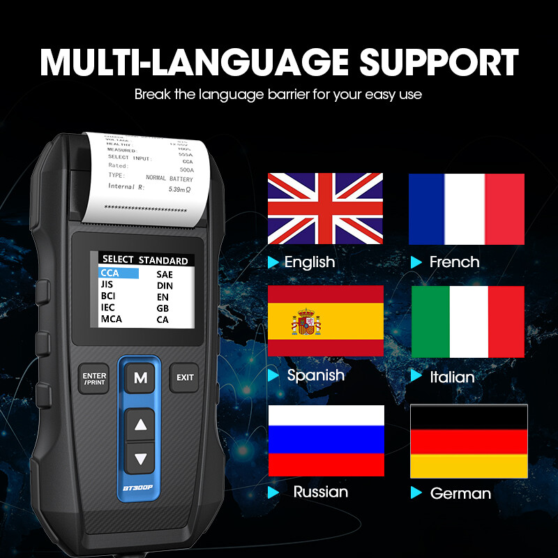 Topdon BT300P Battery & Diagnostic Analyzer Tester With Printer Carrying Bag