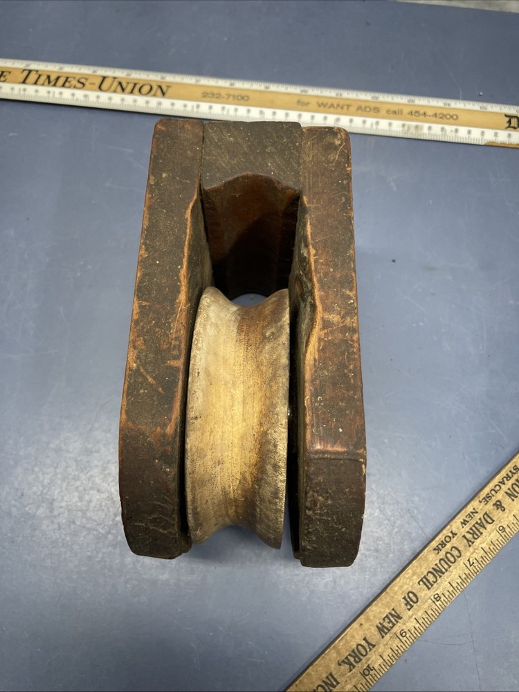 Large antique wooden barn pulley Rustic Decor