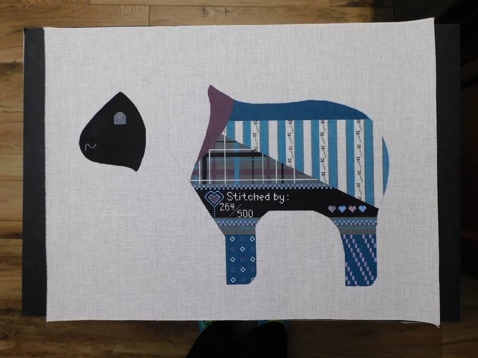 2-Sided Lamb by ts (SB8/9) Stitch Painted Needlepoint