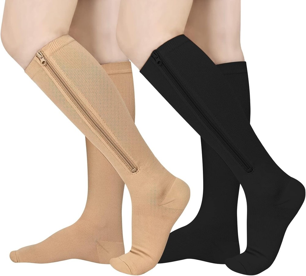 Comfortable Closed Toe Zipper Compression Socks - Multicolor for Daily Use