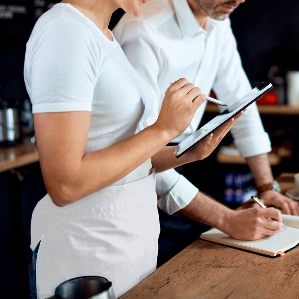 Long Server Apron with 2 Pockets, Extra Long Tie, Lightweight Half Aprons for...