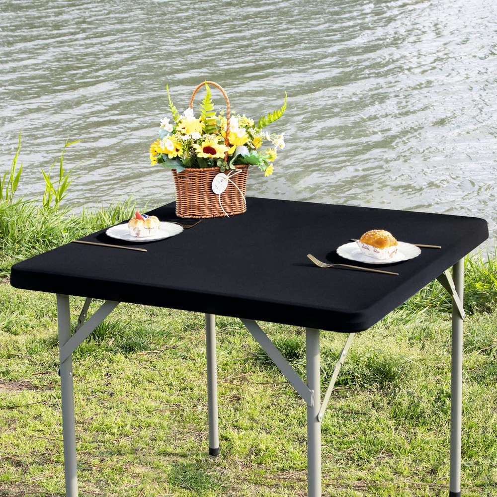 Nacuci Square Fitted Table Cover Elastic Tablecloth 3ft Stretch Spandex Table