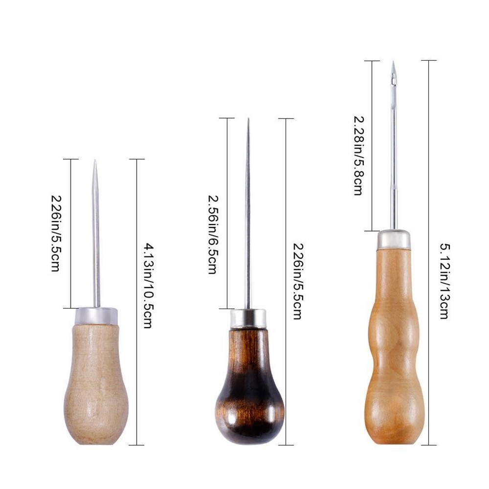 3pcs Punching with Wood Handle Excellent Tool for Sewing Or