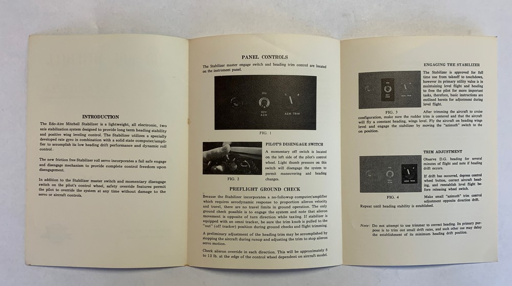 Edo-Aire Mitchell Stabilizer and Omni Tracker Fold Out Operator's Manual