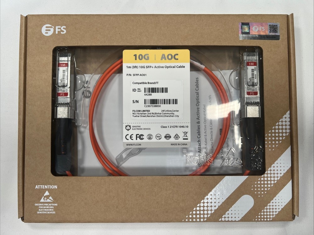 FS 1m (3ft) 10G SFP - Active Optical Cable SFPP-AO01