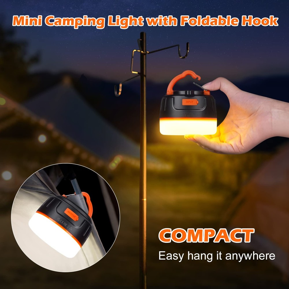 Sinvitron LED Camping Lantern Rechargeable with Remote 2 Pack, Black&Org