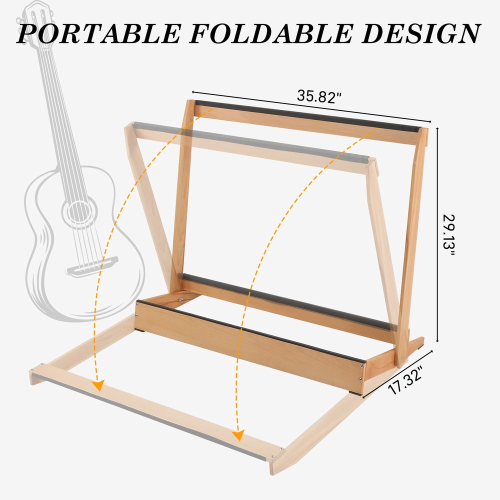Folding Hardwood Guitar Case Rack for Multi Cabinet Space Saving for Home Studio