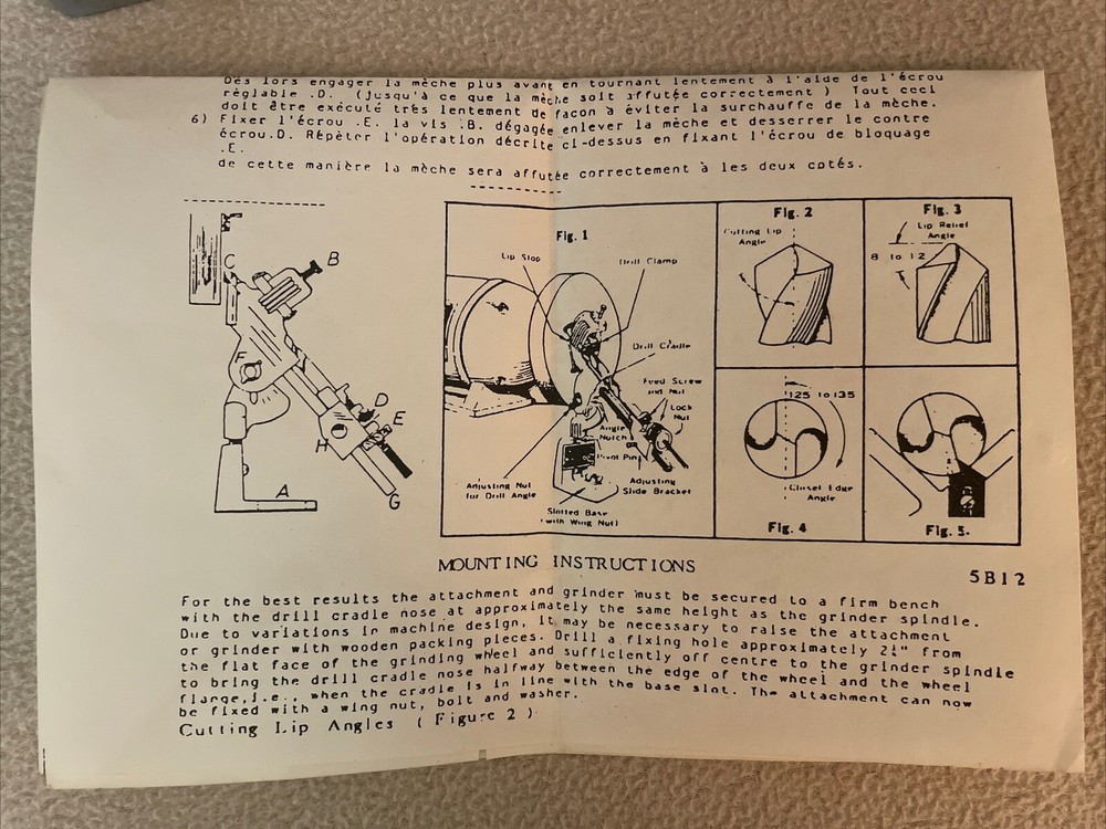 Vintage Drill Bit Sharpening Attachment No. 712257 with Box & Instructions